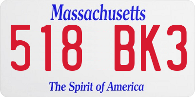 MA license plate 518BK3