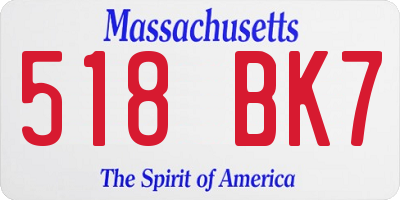 MA license plate 518BK7