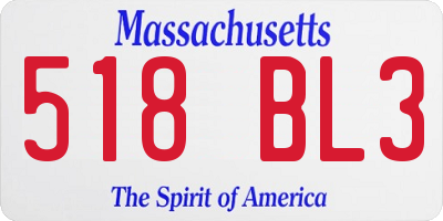 MA license plate 518BL3