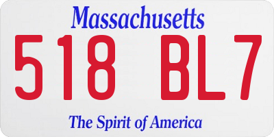 MA license plate 518BL7