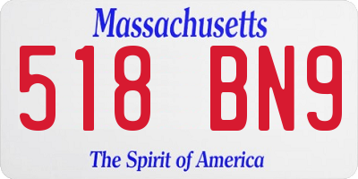 MA license plate 518BN9