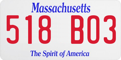 MA license plate 518BO3