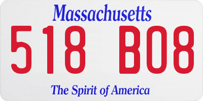 MA license plate 518BO8