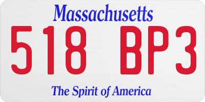 MA license plate 518BP3