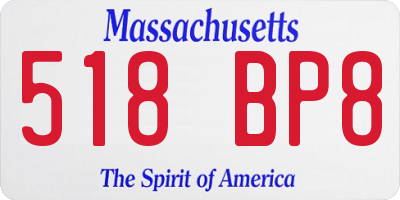 MA license plate 518BP8