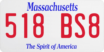 MA license plate 518BS8
