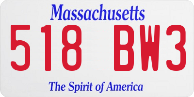 MA license plate 518BW3