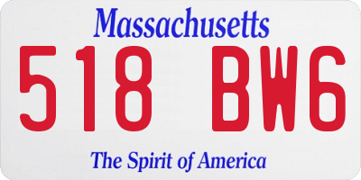 MA license plate 518BW6