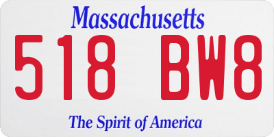 MA license plate 518BW8