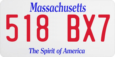 MA license plate 518BX7
