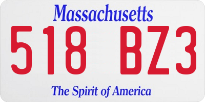 MA license plate 518BZ3