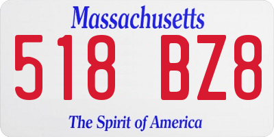 MA license plate 518BZ8