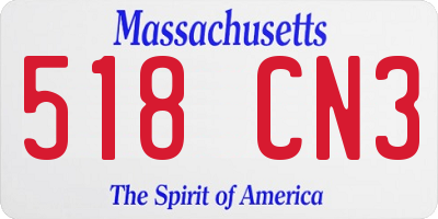 MA license plate 518CN3