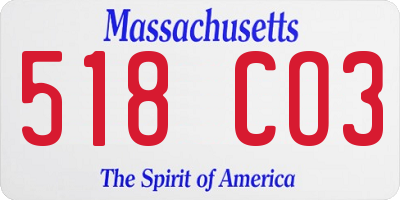 MA license plate 518CO3