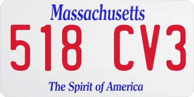 MA license plate 518CV3