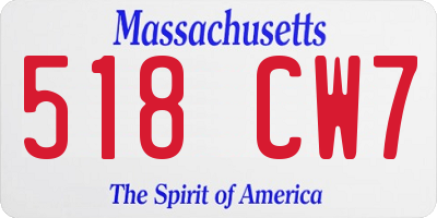 MA license plate 518CW7