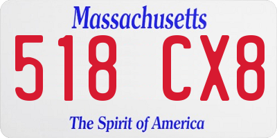 MA license plate 518CX8