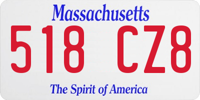MA license plate 518CZ8