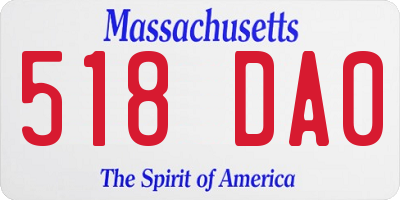 MA license plate 518DA0