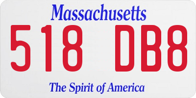MA license plate 518DB8