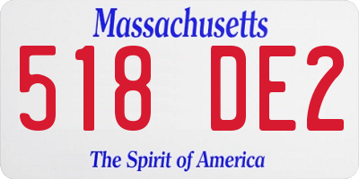 MA license plate 518DE2