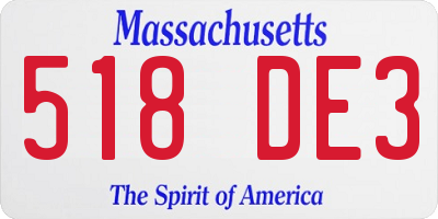 MA license plate 518DE3