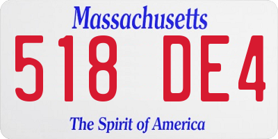 MA license plate 518DE4