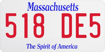 MA license plate 518DE5