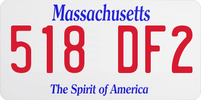 MA license plate 518DF2