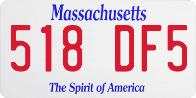 MA license plate 518DF5