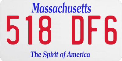 MA license plate 518DF6