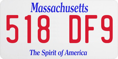 MA license plate 518DF9