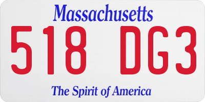 MA license plate 518DG3