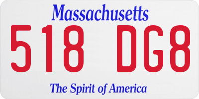 MA license plate 518DG8