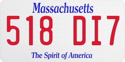 MA license plate 518DI7