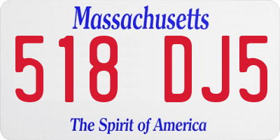 MA license plate 518DJ5