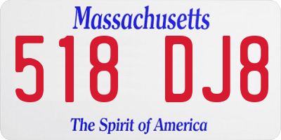 MA license plate 518DJ8