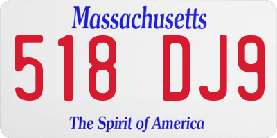MA license plate 518DJ9