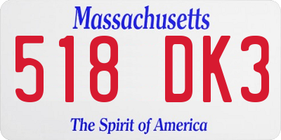 MA license plate 518DK3