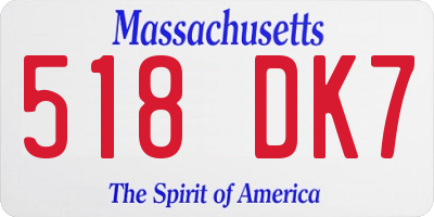 MA license plate 518DK7