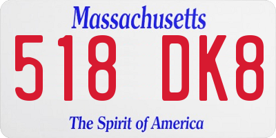MA license plate 518DK8