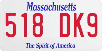 MA license plate 518DK9