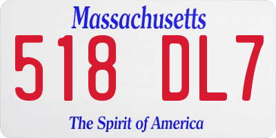 MA license plate 518DL7