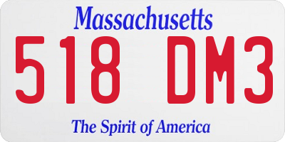 MA license plate 518DM3
