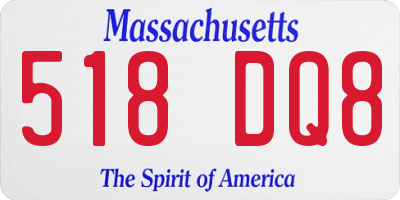 MA license plate 518DQ8