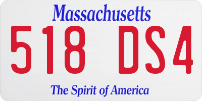 MA license plate 518DS4