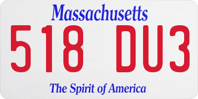 MA license plate 518DU3