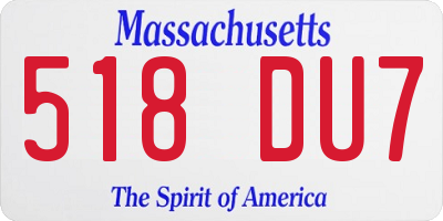 MA license plate 518DU7