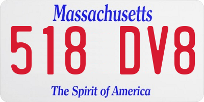 MA license plate 518DV8