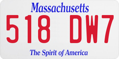 MA license plate 518DW7